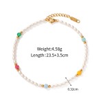 Stainless Steel Anklets Factory - Gold Plated Glass Pearl Colorful Natural Stone Summer