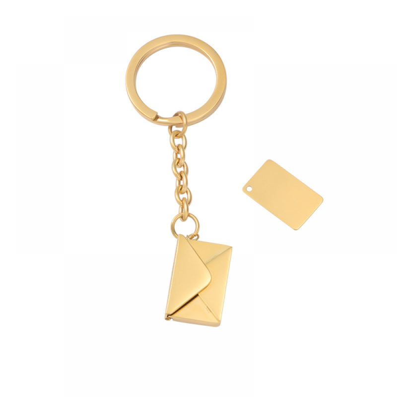 Stainless Steel Keychain Supplier - Valentine Gift Love Letter Blank Metal Engraved Envelope