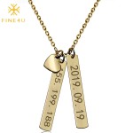 Stainless Steel Custom Necklace Manufacturer - Valentine Women Jewelry Engraved Heart Pendant