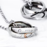 Stainless Steel Couple Necklace Supplier - Anniversary Gift Interlocked Ring Pendant Chain