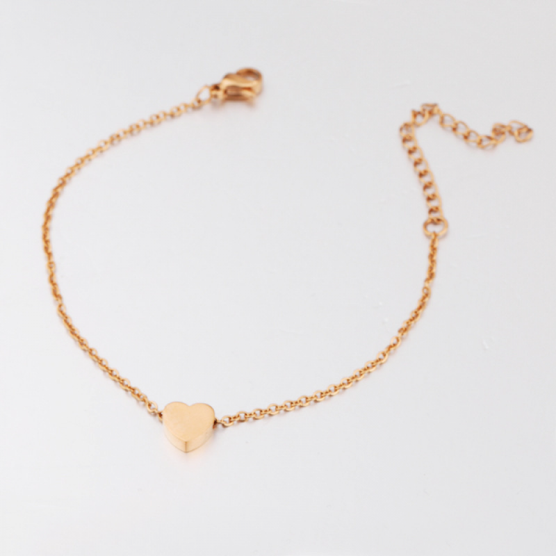 Stainless Steel Anklet Bracelets Factory - Diy Simple Heart Shape Gold Plated Tarnish Free