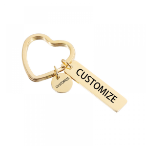Stainless Steel Keychains Manufacturer - Heart Charm Blank Engraved Bar Custom Logo Personalized