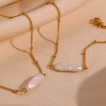 Stainless Steel Pearl Jewelry Set Factory - Gold Plated Baroque Freshwater Pearl Necklace Bracelet