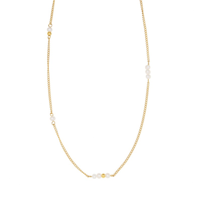 Stainless Steel Pearl Necklace Factory - Waterproof Layered Freshwater Pearl Gold Plated