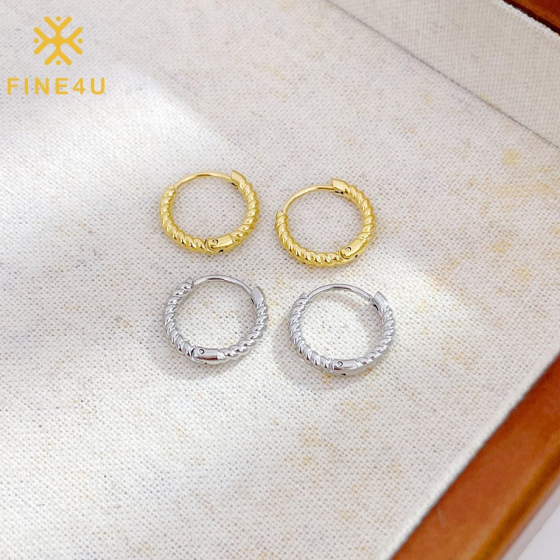 Stainless Steel Hoop Earrings Supplier - 18K Gold Plated Twisted Huggie Waterproof