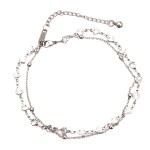 Stainless Steel Anklets Supplier - Gold Plated Embossed Heart Double Layer Minimalist Cute