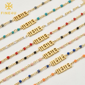 Stainless Steel Bracelet Manufacturer - Enamel Seed Bead Mama Letter Mother's Day Gift