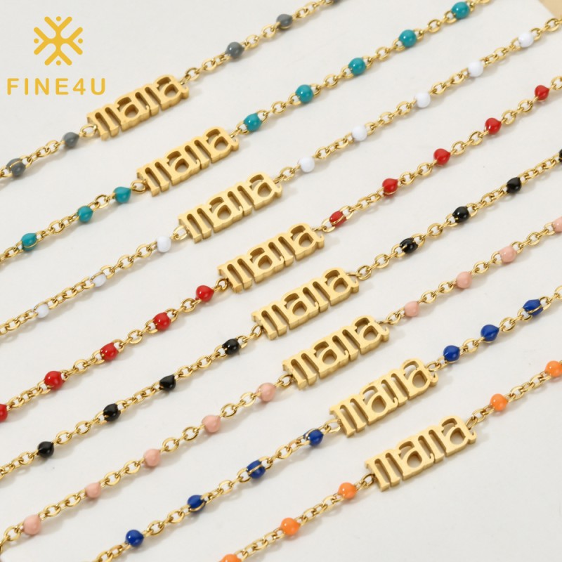 Stainless Steel Bracelet Manufacturer - Enamel Seed Bead Mama Letter Mother's Day Gift