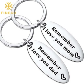 Stainless Steel Key Ring Supplier - Mom Dad Gift Engraved Love You Promotional Keychains