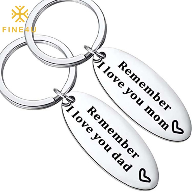 Stainless Steel Key Ring Supplier - Mom Dad Gift Engraved Love You Promotional Keychains