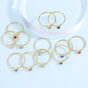 Stainless Steel Birthstone Ring Factory - Gold Plated Zircon Wedding Engagement Birthday Gift