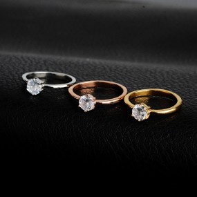 Stainless Steel Wedding Rings Manufacturer - Gold Plated Cubic Zircon Diamond Engagement Jewelry