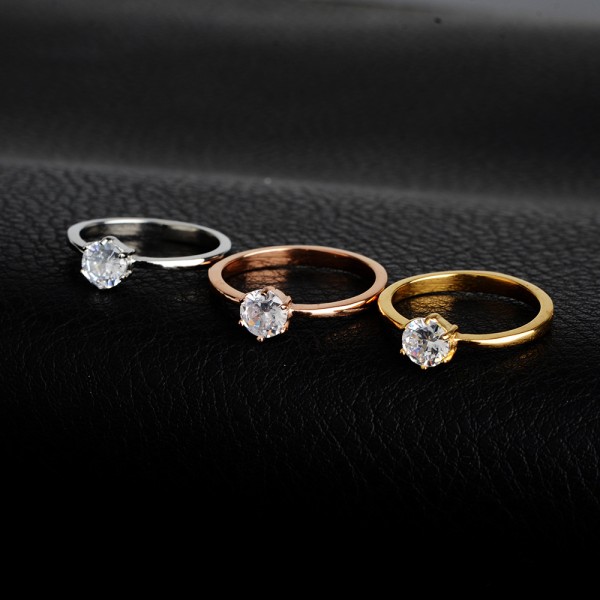 不锈钢婚戒厂家 - 镀金立方氧化锆钻石订婚饰品