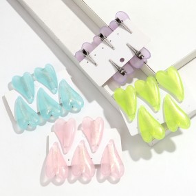Duckbill Clips Supplier - Korean Girl Hair Accessories Cute Duckbill Clips Jelly Glitter Sweet Heart-shaped Hair Slide