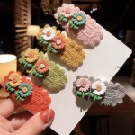 雏菊发夹生产厂家-可爱雏菊花儿童发夹女童花卉装饰针织钩针发夹