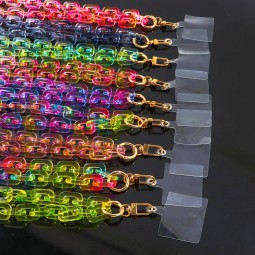 Rainbow Chain Factory - Wholesale New rainbow Transparent Mixed Color Fluorescent Cute Chain Hanging Neck 80cm