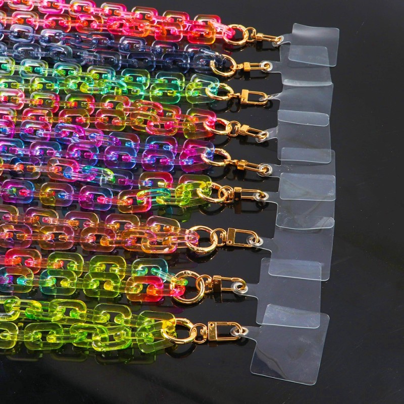 Rainbow Chain Factory - Wholesale New rainbow Transparent Mixed Color Fluorescent Cute Chain Hanging Neck 80cm