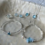 Blue Stone Set Supplier - Light Luxury 925 Sterling Silver Blue Stone Irregular Bracelet Earring Set Fashion Sea Blue Color