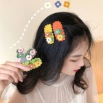 雏菊发夹生产厂家-可爱雏菊花儿童发夹女童花卉装饰针织钩针发夹