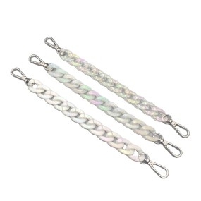 圆形链工厂-树脂圆形包链透明AB色白色U形亚克力链珍珠白激光