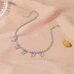 Cuban Anklet Supplier - Wholesale Butterfly Alloy Rhinestone Cuban Chain Anklet Foot for Women Bulk Butterfly Birthstone