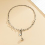 Love Heart Set Factory - Fashion Custom Alloy Love Heart Shape Lock Choker Necklace Minimalist 18k Sliver Plated Chunky