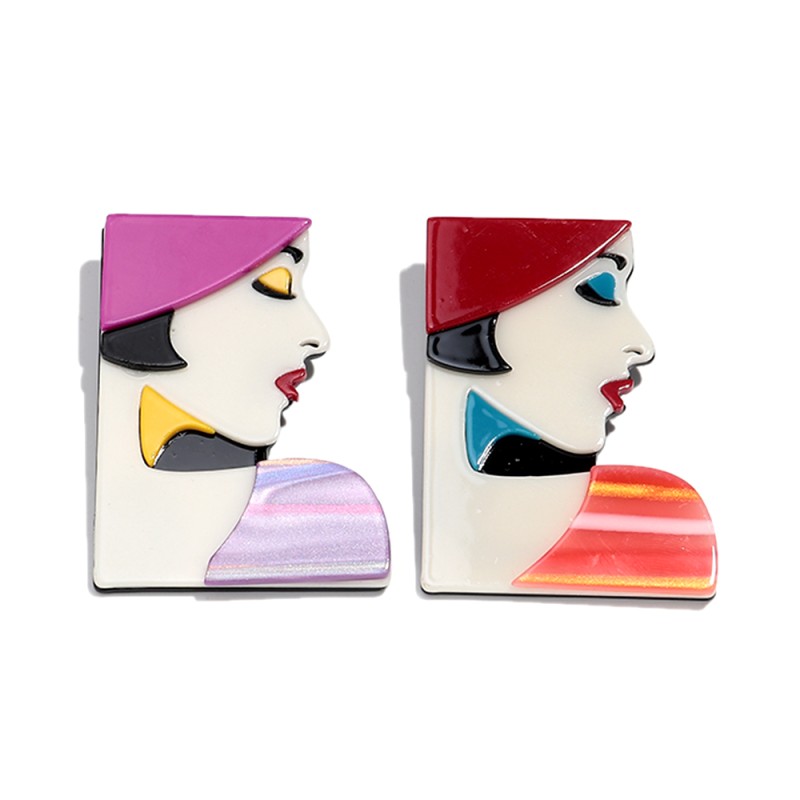 Geometric Brooch Supplier - 2025 Personality Geometric Woman's Profile Pendant Exaggerated Eyeshadow Designer