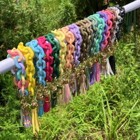 彩虹链生产厂家-甜美彩虹链包配饰磨砂喷漆效果定制长度亚克力