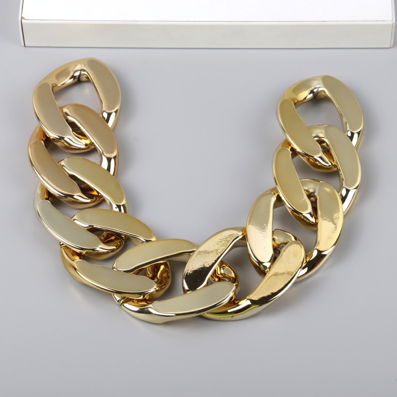 Metal Chain Manufacturer - Metal Chain Creative Ccb Gold Silver Rose Gold Black Large Link Clasp Hollow Men's Cuba