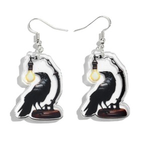 Printed Earrings Factory - Cheap Halloween New Style Personalized Printed Pendant Earrings Black Bird