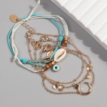 Hawaiian Set Supplier - Popular Hawaiian 5pcs/set Holiday Jewelry Shell Anklet Devil's Eye Pendant Moon Alloy Disc Sexy