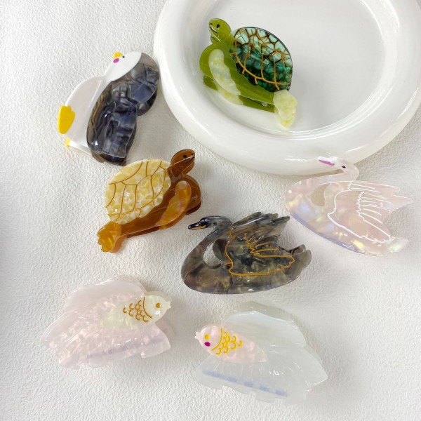 乌龟发夹供应商-女士发饰海洋动物乌龟发夹设计醋酸纤维趣味发爪夹