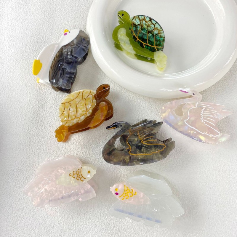 Turtle Hairpin Supplier - Women's Hair Accessories Marine Animal Turtle Hairpin Design Acetate Fun Hair Claw Clips