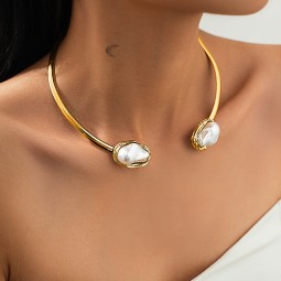 Baroque Set Factory - 2025 New Trend Luxury Baroque Pearl Rings Temperament Collar Necklace Bracelet Elegant Jewelry
