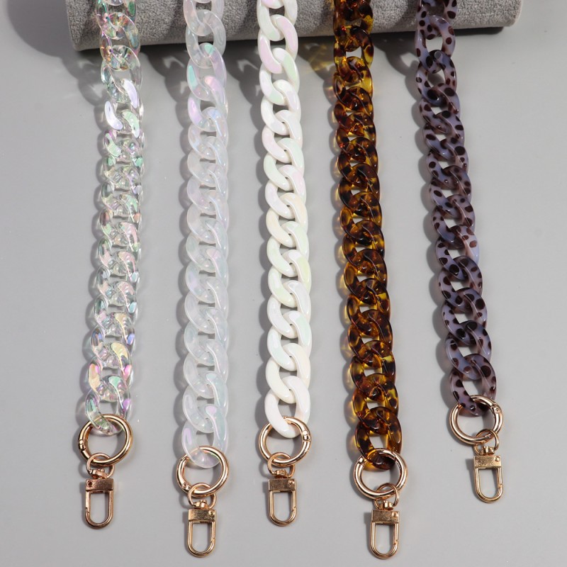 DIY Chain Factory - Fashion 2024 DIY Mobile Phone Chain Accessories Laser Pearl Sexy Leopard Print Chunky Links