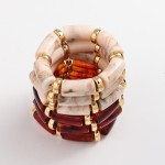 Chunky Bracelet Factory - Vintage Autumn Winter Gold Plated Resin Marble Amber Bamboo Acrylic Elastic