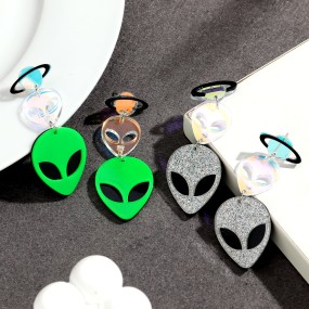 Halloween Earrings Manufacturer - New Arrival 2025 Halloween Jewelry Party Earrings Funny Laser UFO Alien