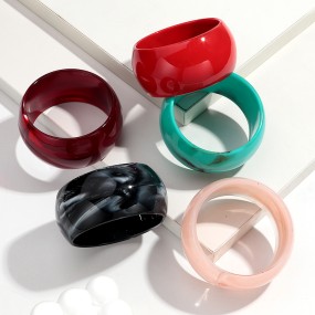 Cuff Bracelet Factory - Simple Fashion Jewelry Mixed Color Extra Wide Cuff Bracelet Geometric Round Acrylic