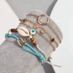 Hawaiian Set Supplier - Popular Hawaiian 5pcs/set Holiday Jewelry Shell Anklet Devil's Eye Pendant Moon Alloy Disc Sexy
