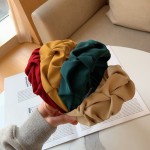 头带工厂-新到设计师女士头带褶皱纯色宽边发带优雅