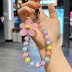 手机绳生产厂家-女士时尚潮流马卡龙色手机绳INS风手工串珠腕带蝴蝶结