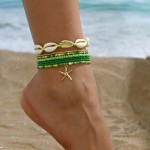 Stone Anklet Factory - Hot Selling Europe and United States Popular Stone Anklet Rice Bead Stone Crystal Sea Starfish