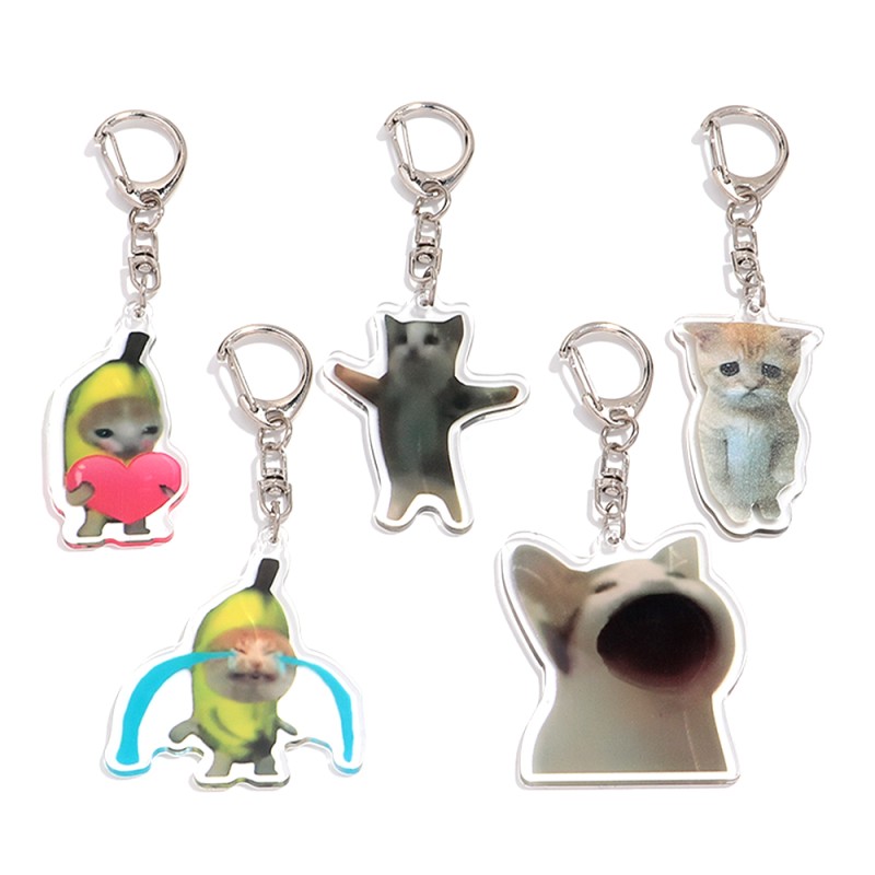 Cat Keychain Supplier - 2025 Funny Party Jewelry Bag Accessories Cartoon Cat Pendant Keyring Customized Emoticon