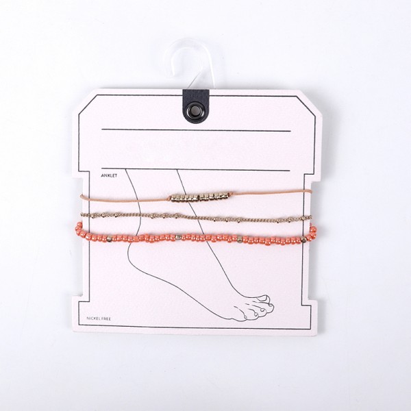Three-layer Factory - Fashion Hit Bohemian Three-layer Style Multi-layer Resin Rice Beaded Anklet Jewelry Gift Thin Charm