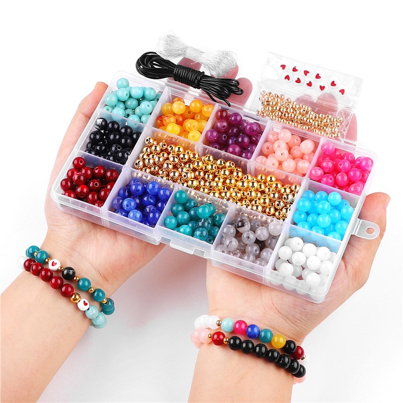 DIY Beads Supplier - Hot Selling DIY Necklace Bracelet Handmade Beaded Material 6mm Resin Beads 8mm Acrylic Rice Beads