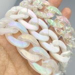 圆形链工厂-树脂圆形包链透明AB色白色U形亚克力链珍珠白激光