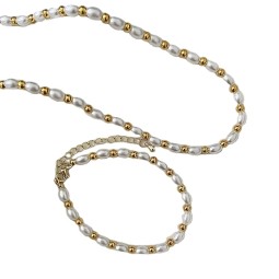 Pearl Set Factory - Fashion Elegant Freshwater Pearl Necklace Bracelet High Quality Gold Plated Necklace Bracelet Set