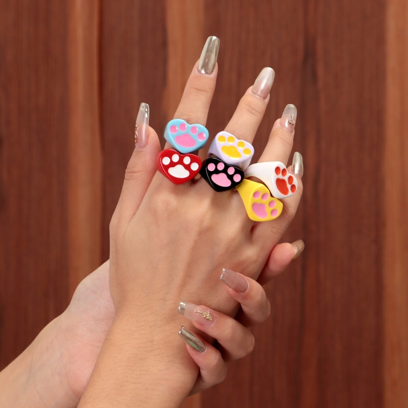 Plastic Rings Factory - Factory Price Cartoon Cute Plastic Rings Animal Jewelry Student Accessories Colorful Heart