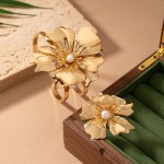 花叶套装生产厂家-时尚合金金属金色花叶大手镯派对婚礼开口可调节