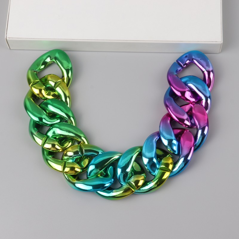 Link Chain Supplier - Wholesale Popular Jewelry Accessories Large Gradient Metallic Color Ccb Link Chain Custom